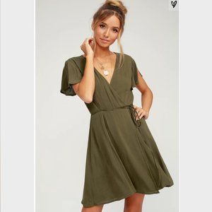 Harbor Point Olive Green Wrap Dress